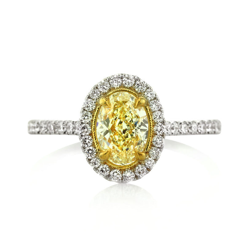 1.44ct Fancy Light Yellow Oval Cut Diamond Engagement Ring