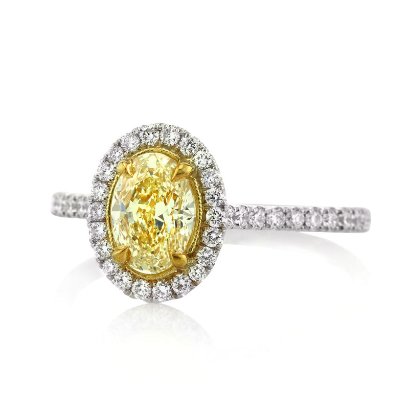 1.44ct Fancy Light Yellow Oval Cut Diamond Engagement Ring
