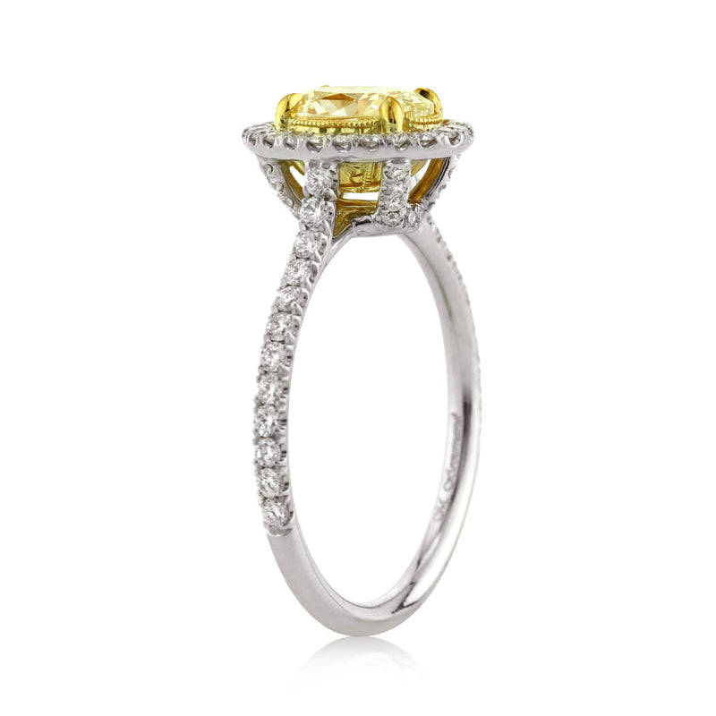 1.44ct Fancy Light Yellow Oval Cut Diamond Engagement Ring
