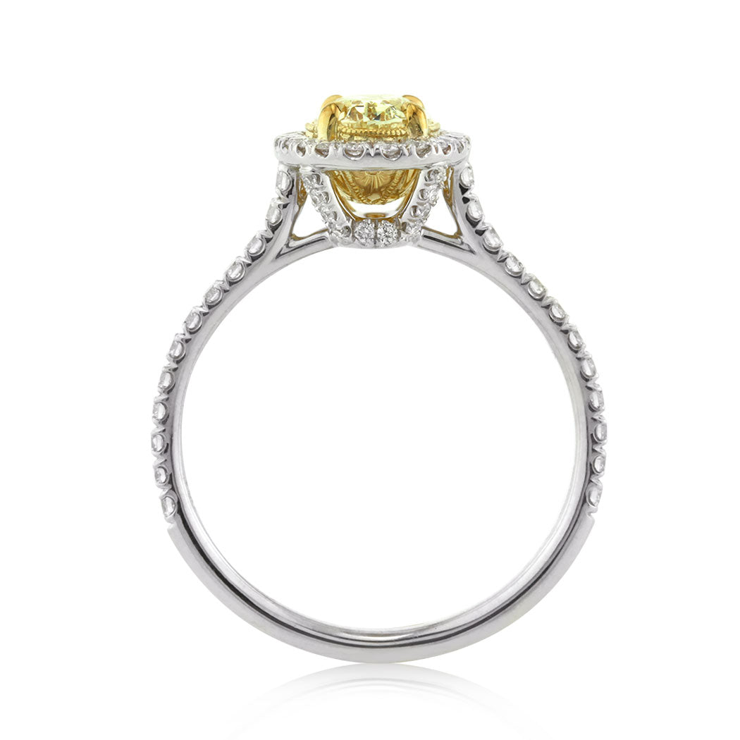 1.44ct Fancy Light Yellow Oval Cut Diamond Engagement Ring