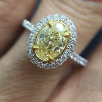 1.44ct Fancy Light Yellow Oval Cut Diamond Engagement Ring