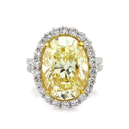 11.62ct Fancy Light Yellow Oval Cut Diamond Engagement Ring and Pendant