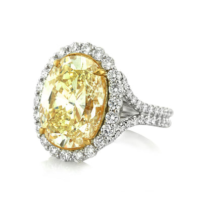 11.62ct Fancy Light Yellow Oval Cut Diamond Engagement Ring and Pendant