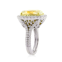 11.62ct Fancy Light Yellow Oval Cut Diamond Engagement Ring and Pendant