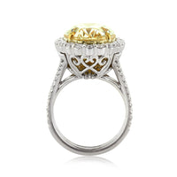 11.62ct Fancy Light Yellow Oval Cut Diamond Engagement Ring and Pendant