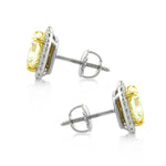 3.86ct Fancy Yellow Radiant Cut Diamond Halo Earrings