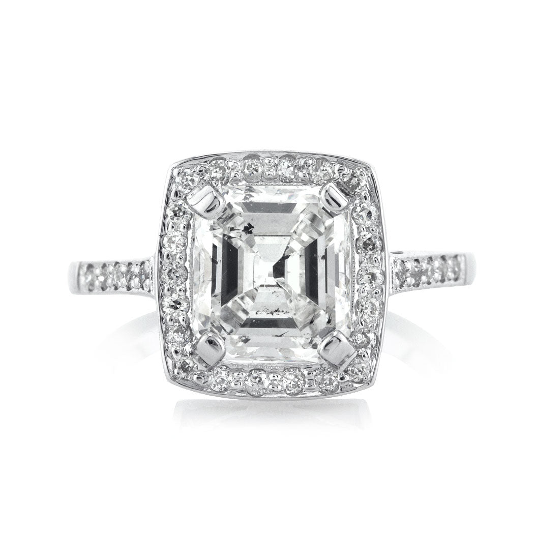 2.63ct Asscher Cut Diamond Vintage Engagement Ring