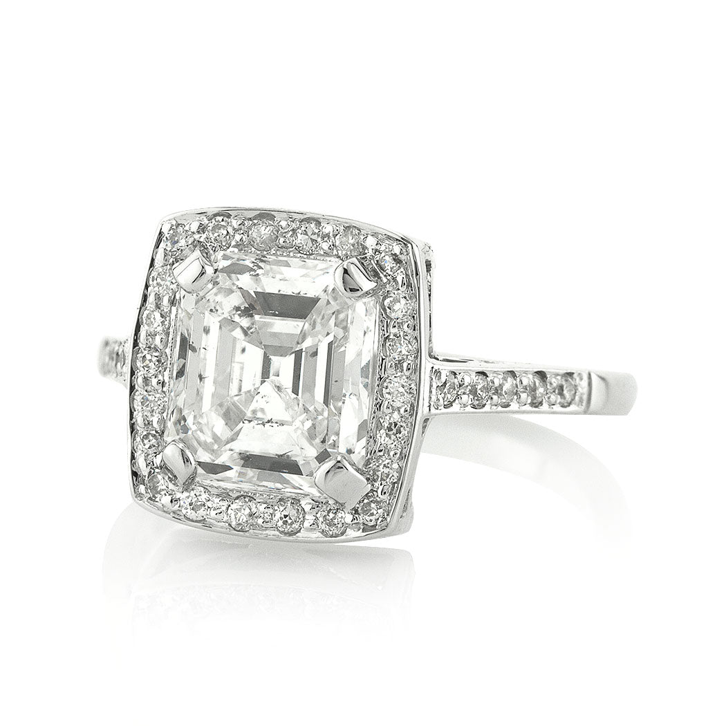 2.63ct Asscher Cut Diamond Vintage Engagement Ring