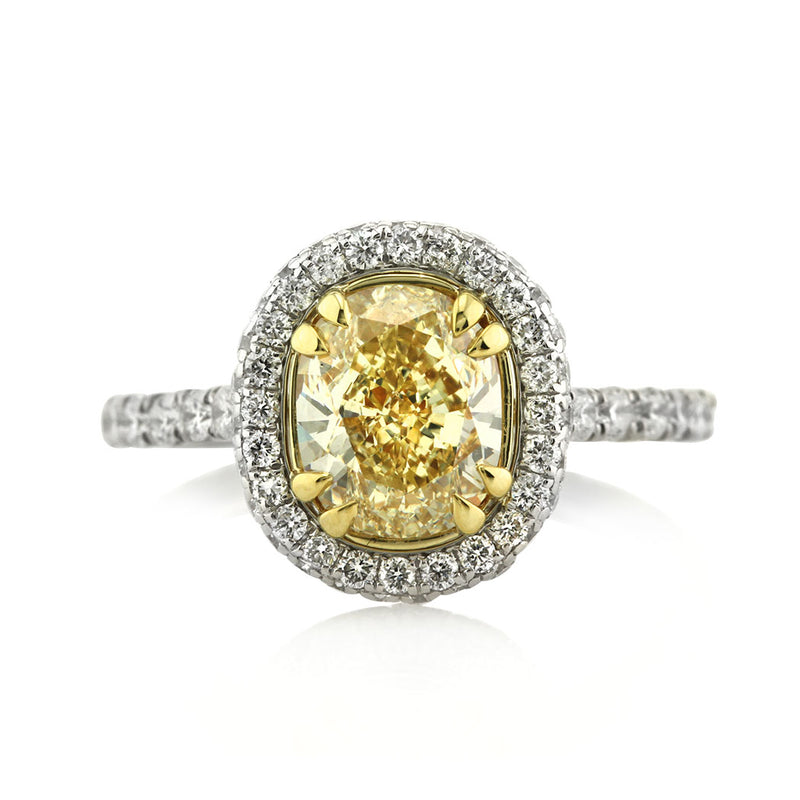 2.62ct Fancy Yellow Oval Cut Diamond Engagement Ring