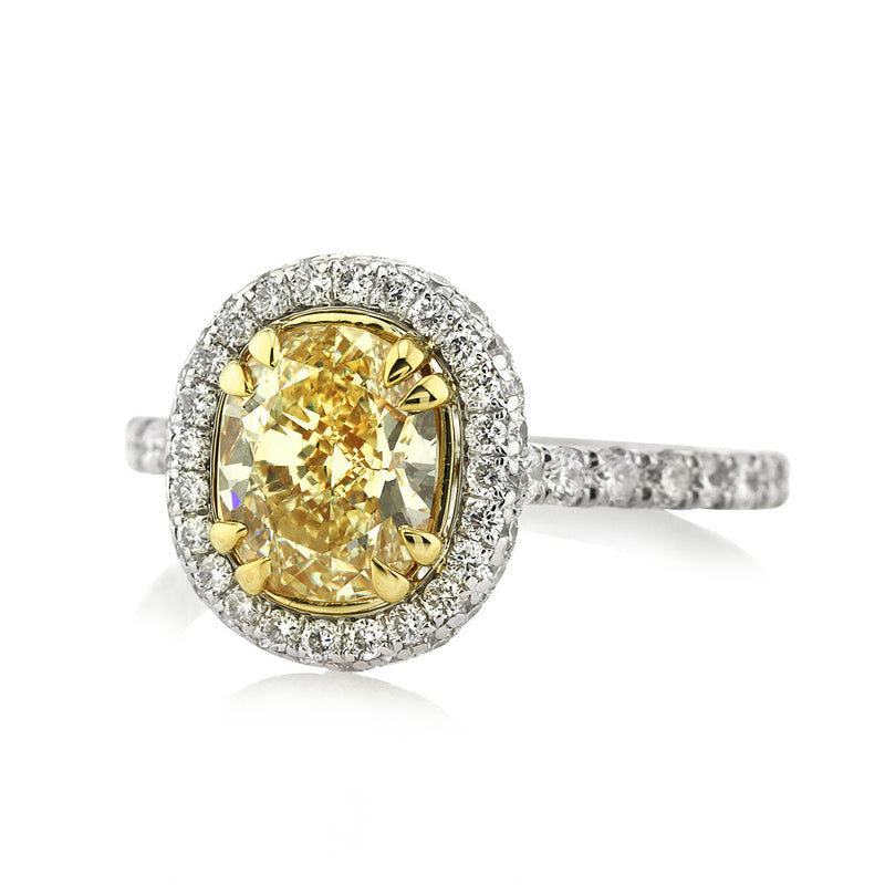 2.62ct Fancy Yellow Oval Cut Diamond Engagement Ring