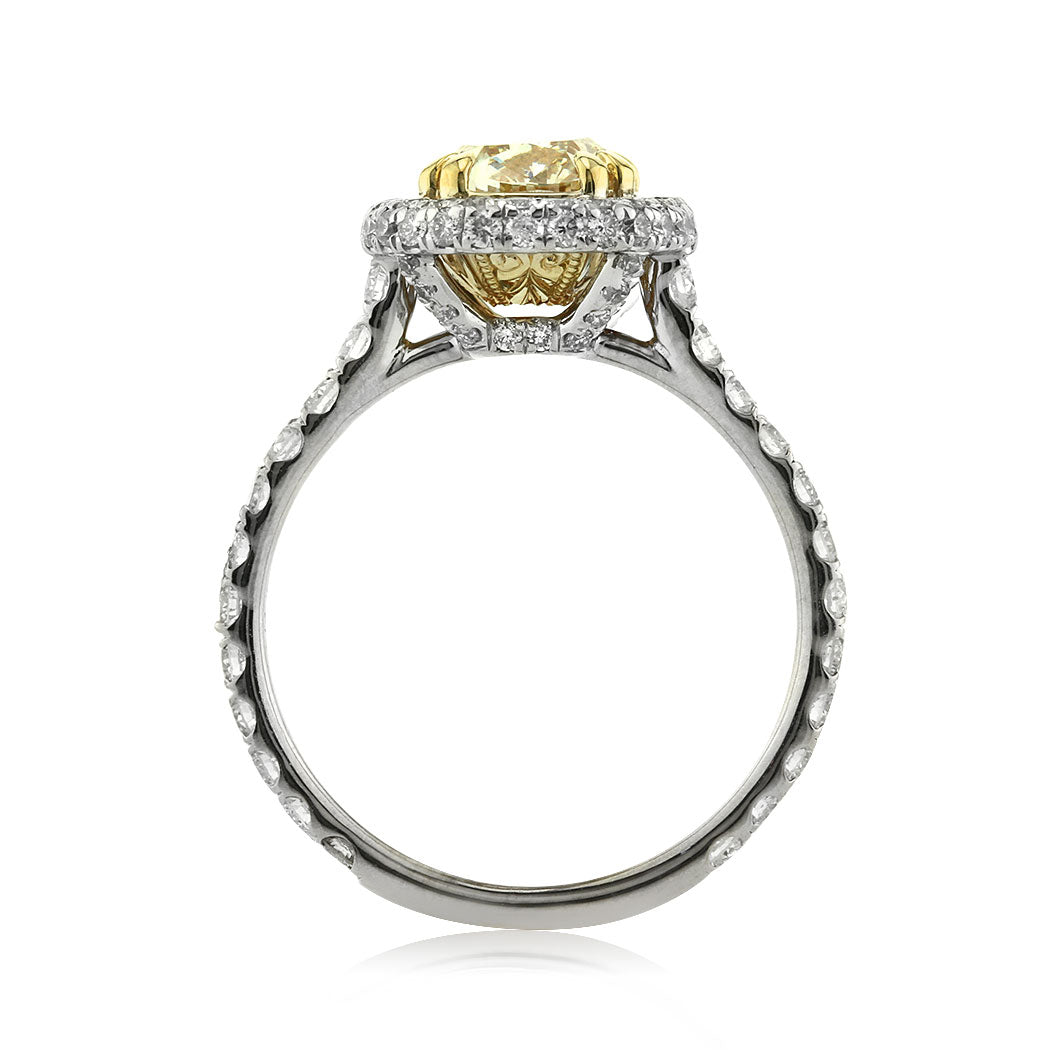 2.62ct Fancy Yellow Oval Cut Diamond Engagement Ring