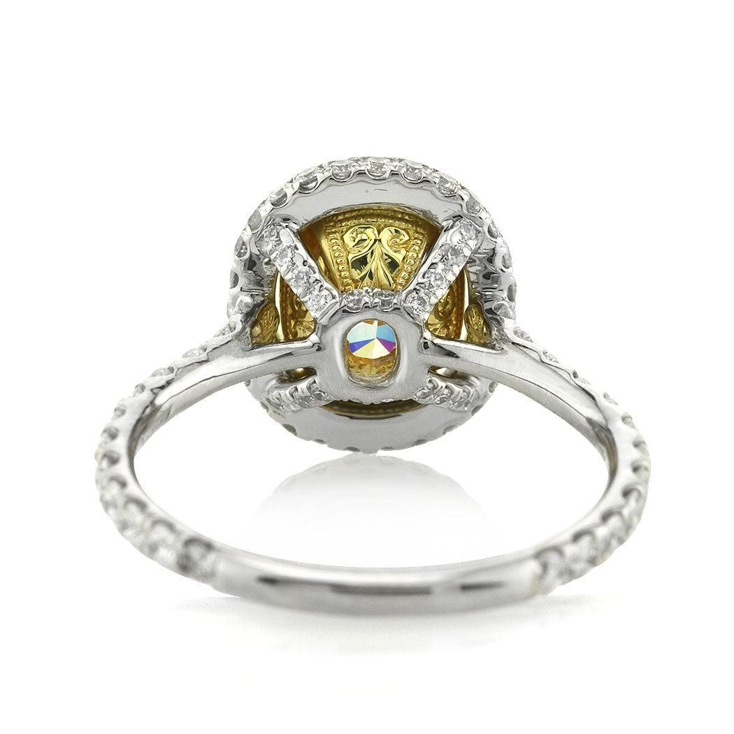 2.62ct Fancy Yellow Oval Cut Diamond Engagement Ring