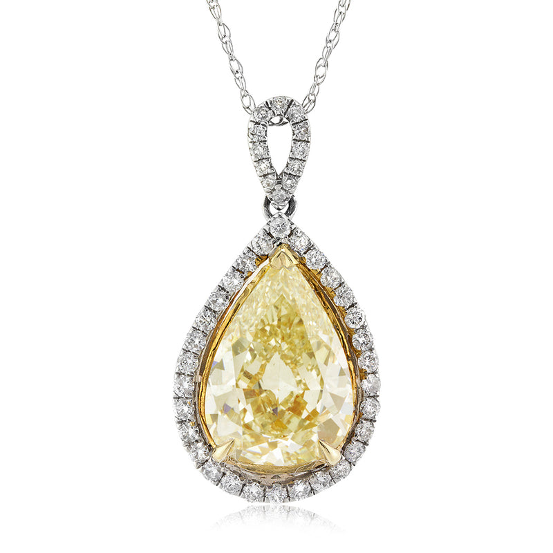 3.26ct Fancy Light Yellow Pear Shaped Diamond Pendant