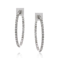 6.02ct Round Brilliant Cut Diamond Hoop Earrings in 18k White Gold