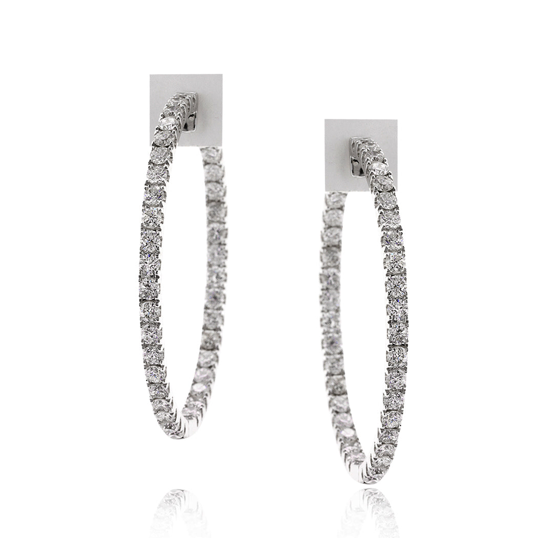 6.02ct Round Brilliant Cut Diamond Hoop Earrings in 18k White Gold