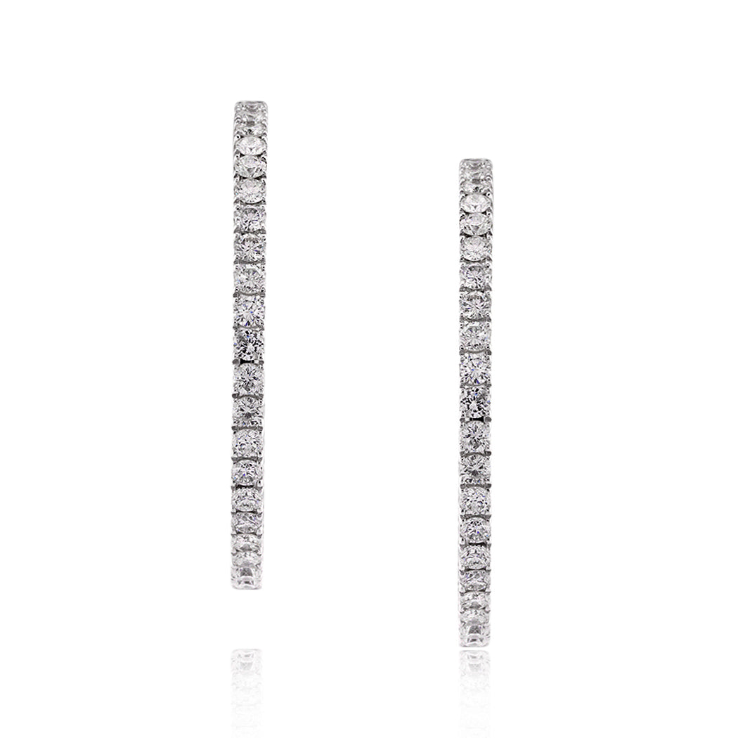 6.02ct Round Brilliant Cut Diamond Hoop Earrings in 18k White Gold