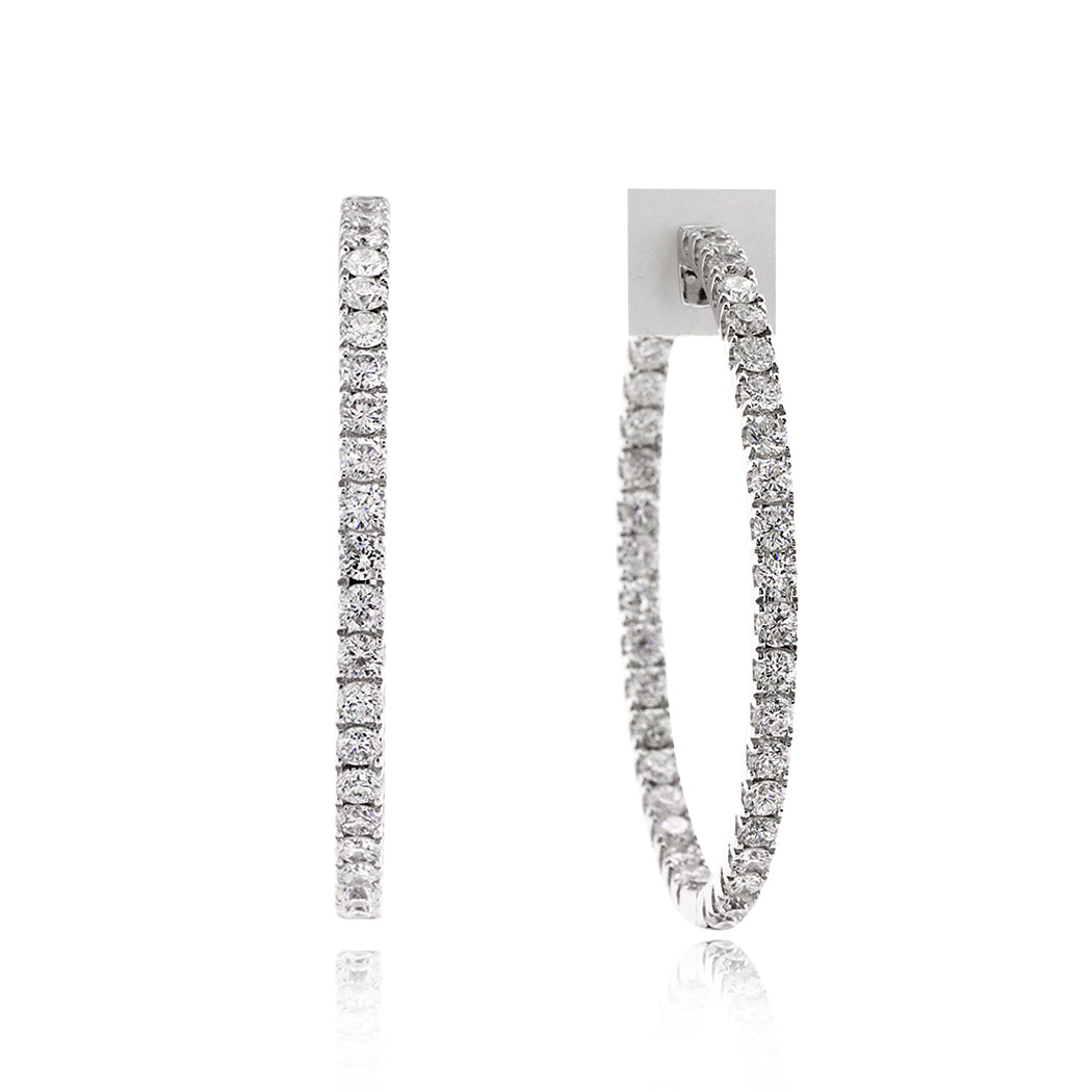 6.02ct Round Brilliant Cut Diamond Hoop Earrings in 18k White Gold