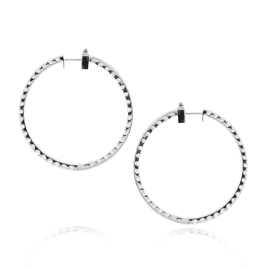 6.02ct Round Brilliant Cut Diamond Hoop Earrings in 18k White Gold