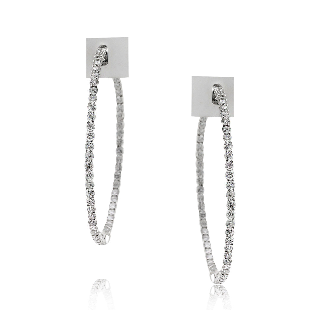 5.80ct Round Brilliant Cut Diamond Hoop Earrings in 18k White Gold