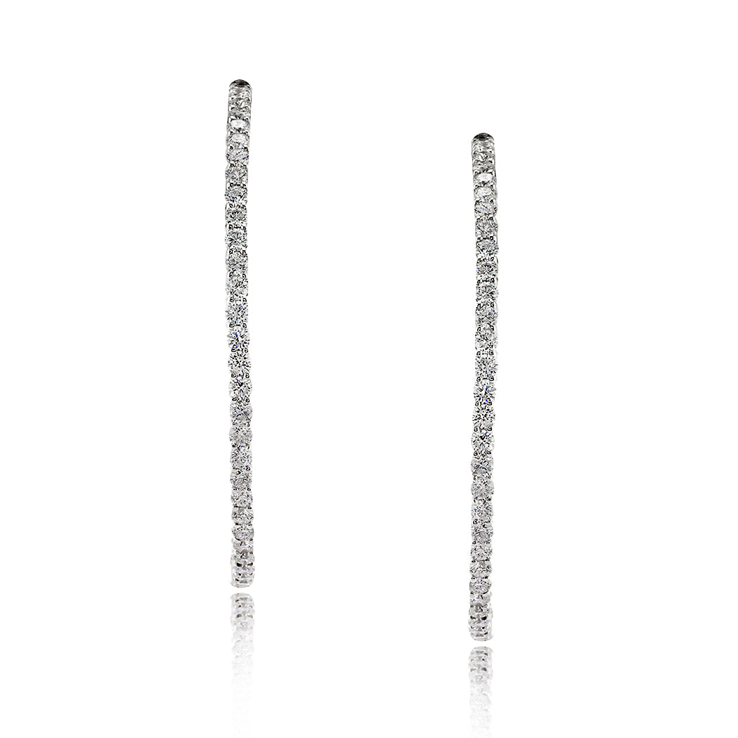 5.80ct Round Brilliant Cut Diamond Hoop Earrings in 18k White Gold