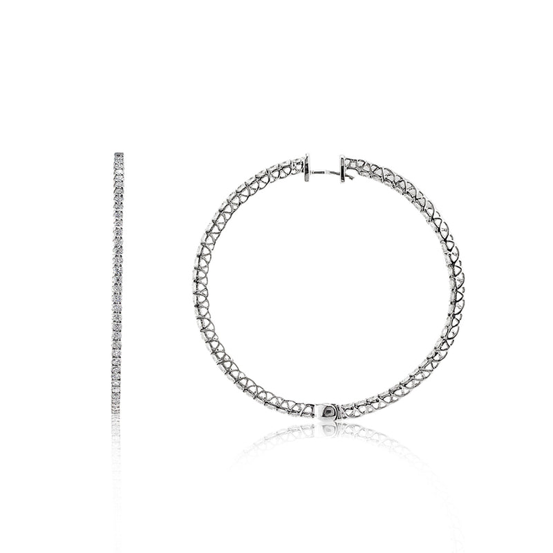 5.80ct Round Brilliant Cut Diamond Hoop Earrings in 18k White Gold