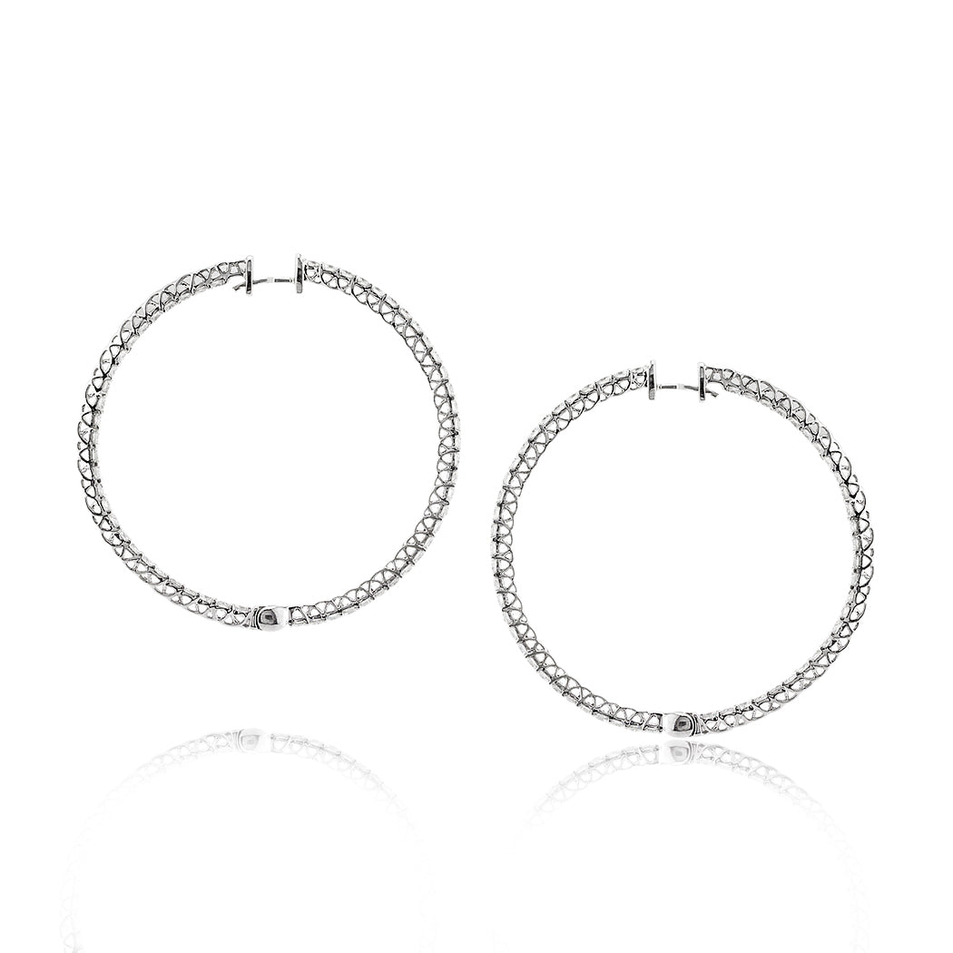 5.80ct Round Brilliant Cut Diamond Hoop Earrings in 18k White Gold
