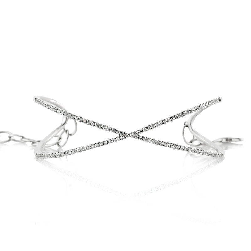 1.20ct Crisscross Diamond Cuff Bracelet