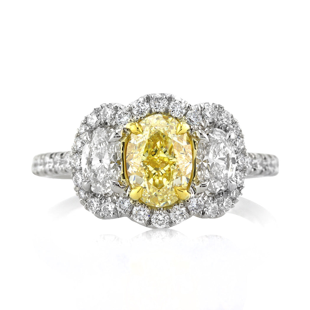 2.21ct Fancy Yellow Oval Cut Diamond Engagement Ring