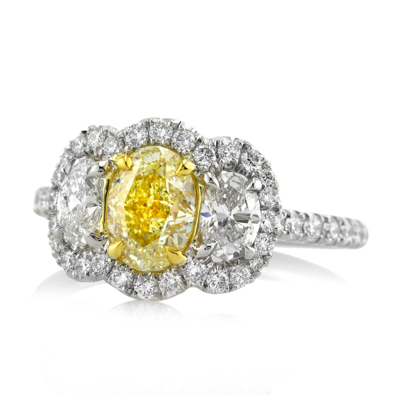2.21ct Fancy Yellow Oval Cut Diamond Engagement Ring