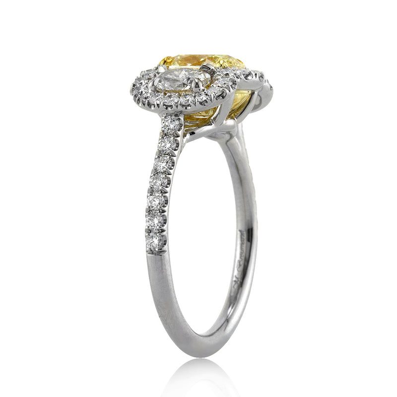 2.21ct Fancy Yellow Oval Cut Diamond Engagement Ring