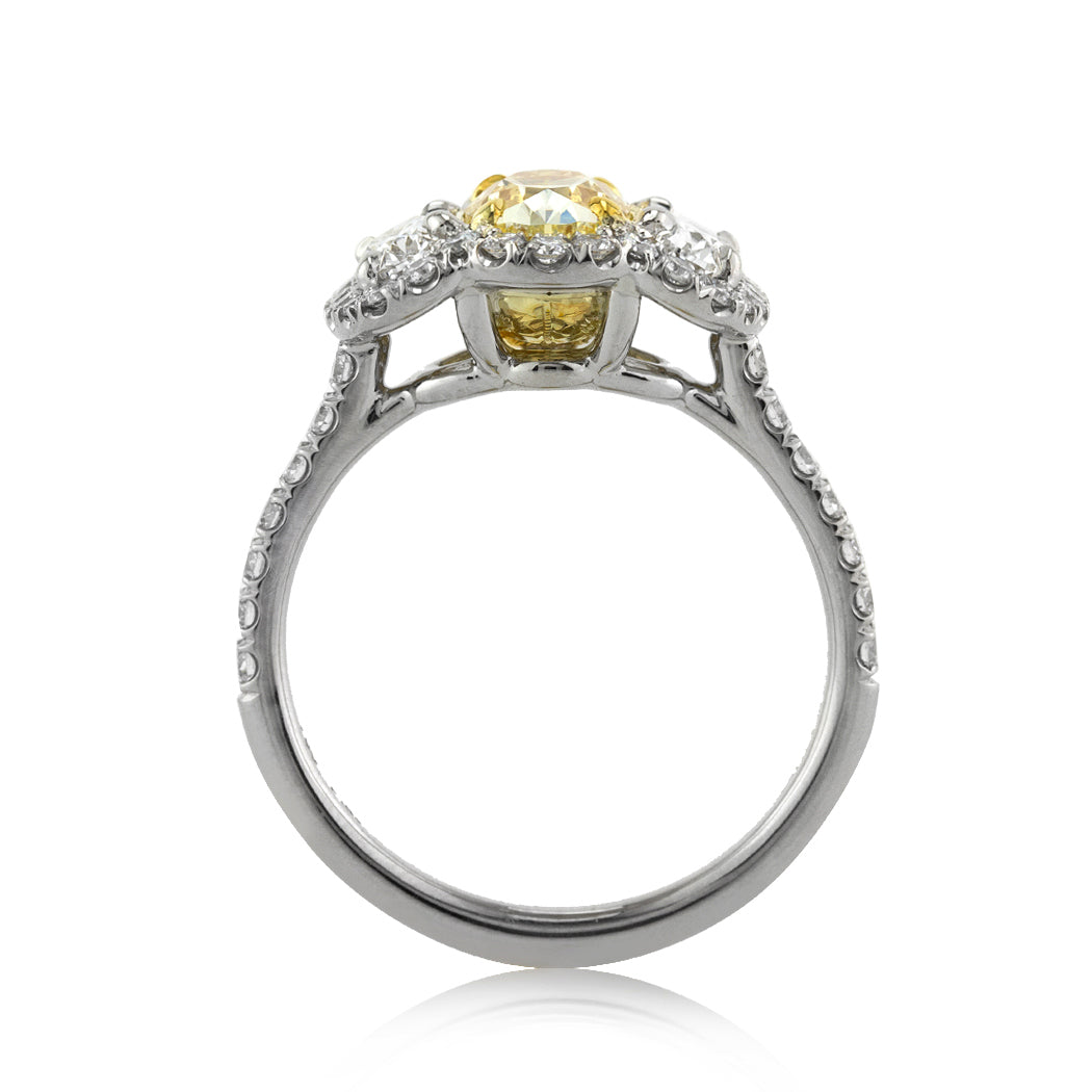 2.21ct Fancy Yellow Oval Cut Diamond Engagement Ring