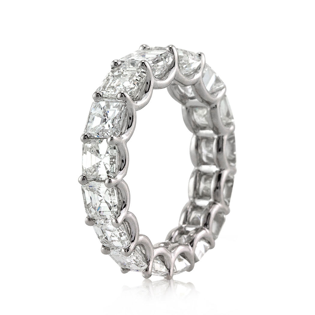 5.00ct Asscher Cut Diamond Eternity Band in 18k White Gold