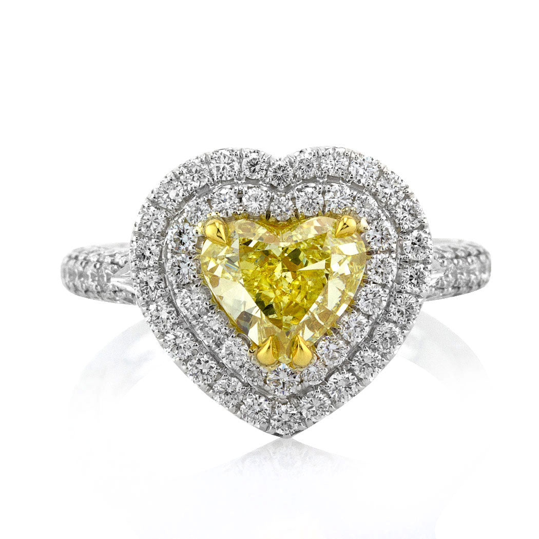 1.91ct Fancy Intense Yellow Heart Shaped Diamond Engagement Ring