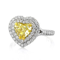 1.91ct Fancy Intense Yellow Heart Shaped Diamond Engagement Ring