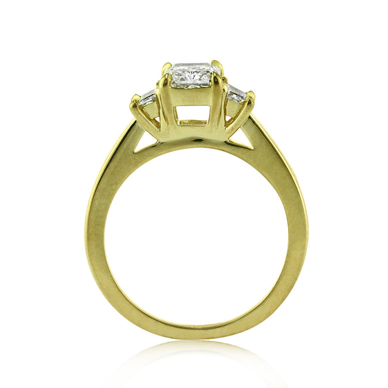 1.36ct Radiant Cut Diamond Three-Stone Engagement Ring