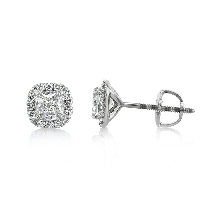 Cushion Halo Earrings With Simulated Diamonds, Sterling Silver - Mills  Jewelers