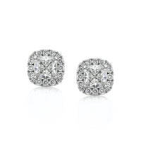 1.26ct Cushion Cut Diamond Halo Earrings