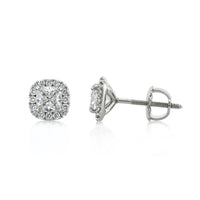 1.26ct Cushion Cut Diamond Halo Earrings