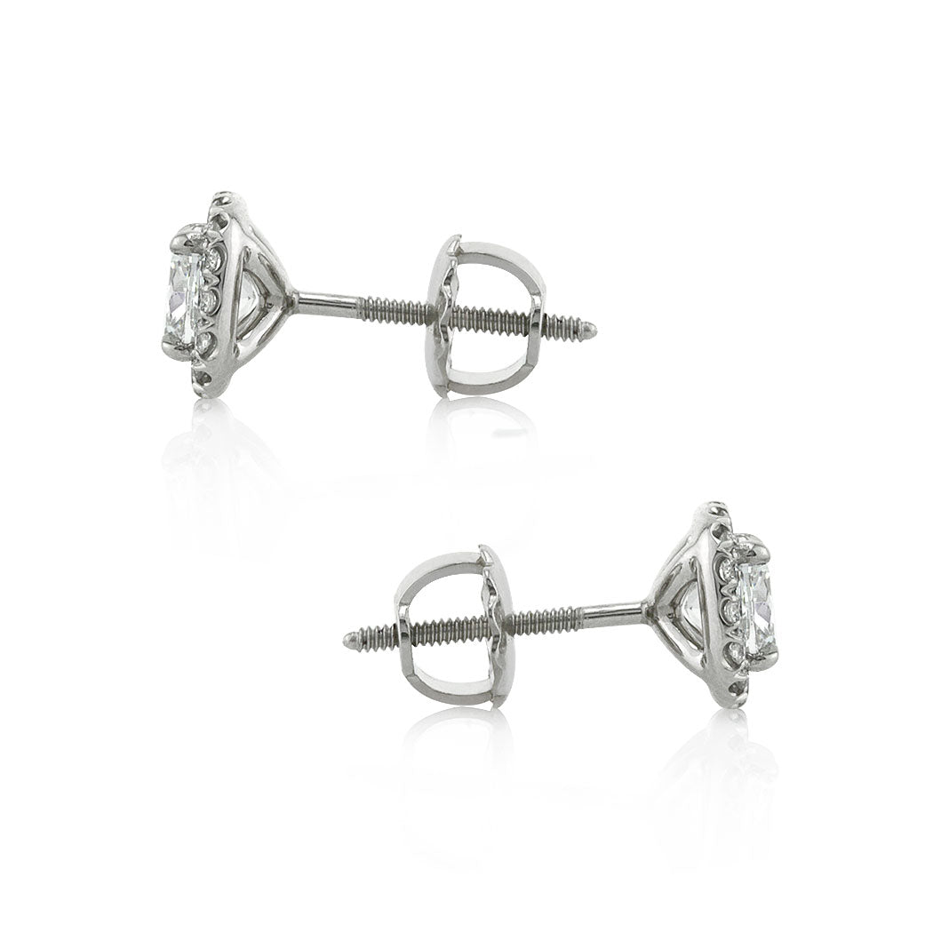 1.26ct Cushion Cut Diamond Halo Earrings