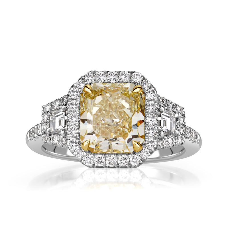 3.46ct Fancy Yellow Radiant Cut Diamond Engagement Ring