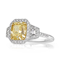 3.46ct Fancy Yellow Radiant Cut Diamond Engagement Ring