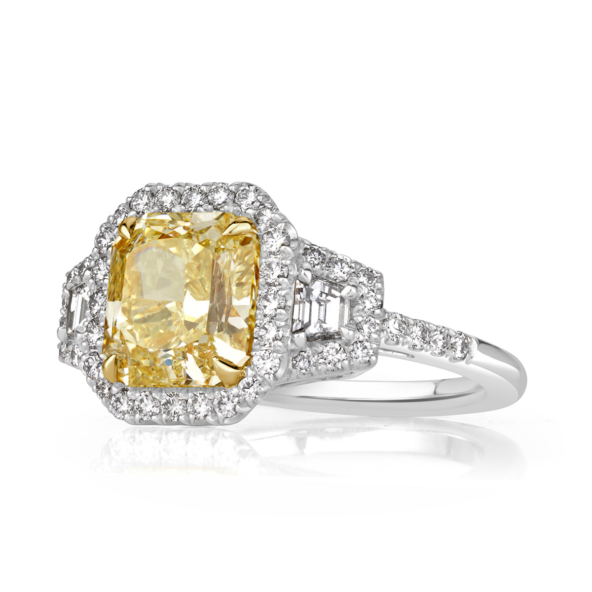3.46ct Fancy Yellow Radiant Cut Diamond Engagement Ring