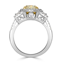 3.46ct Fancy Yellow Radiant Cut Diamond Engagement Ring