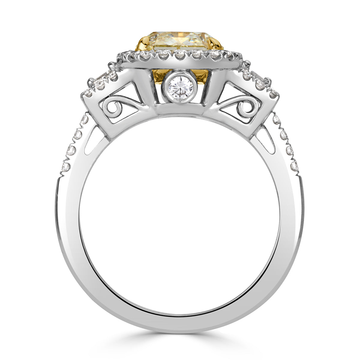 3.46ct Fancy Yellow Radiant Cut Diamond Engagement Ring