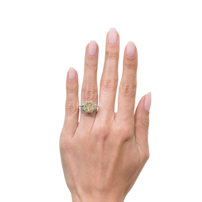 3.46ct Fancy Yellow Radiant Cut Diamond Engagement Ring