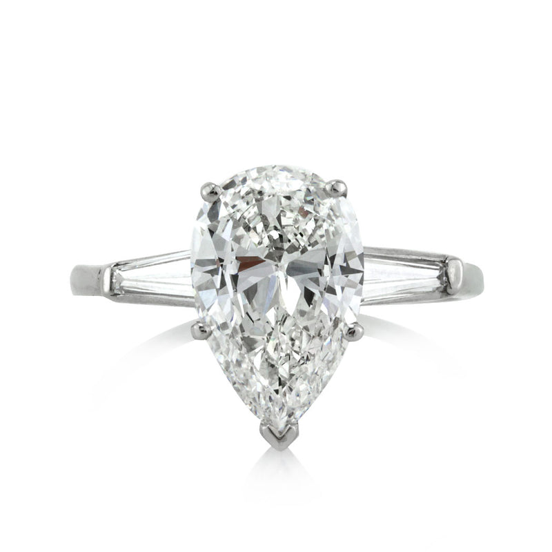3.51ct Pear Shaped Diamond Vintage Engagement Ring