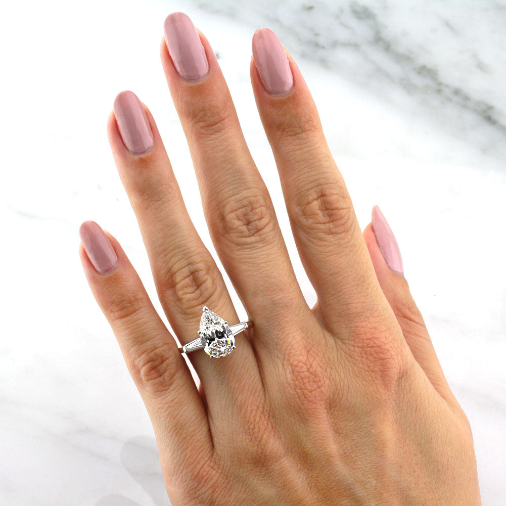 3.51ct Pear Shaped Diamond Vintage Engagement Ring