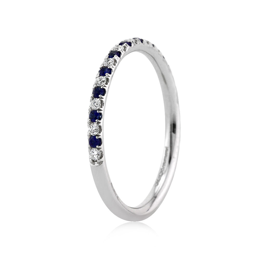 0.20ct Sapphire and Diamond Wedding Band in 18k White Gold