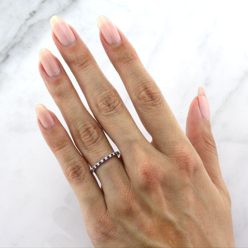 0.20ct Sapphire and Diamond Wedding Band in 18k White Gold