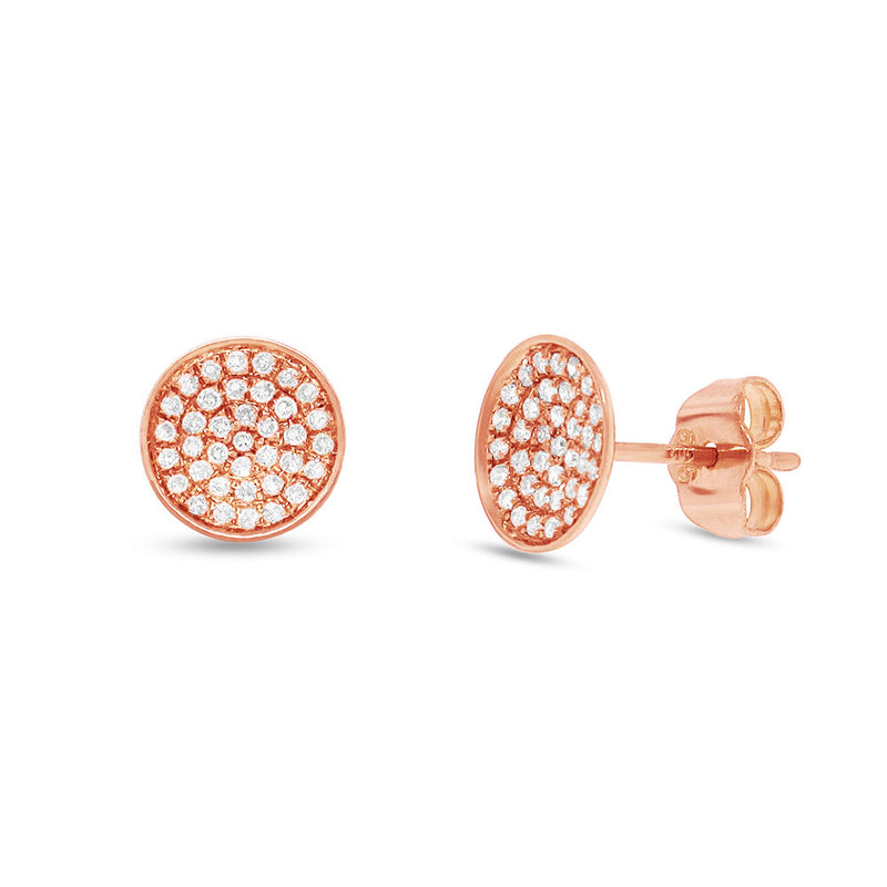 0.19ct Round Cut Disc Stud Earrings in 14k Rose Gold